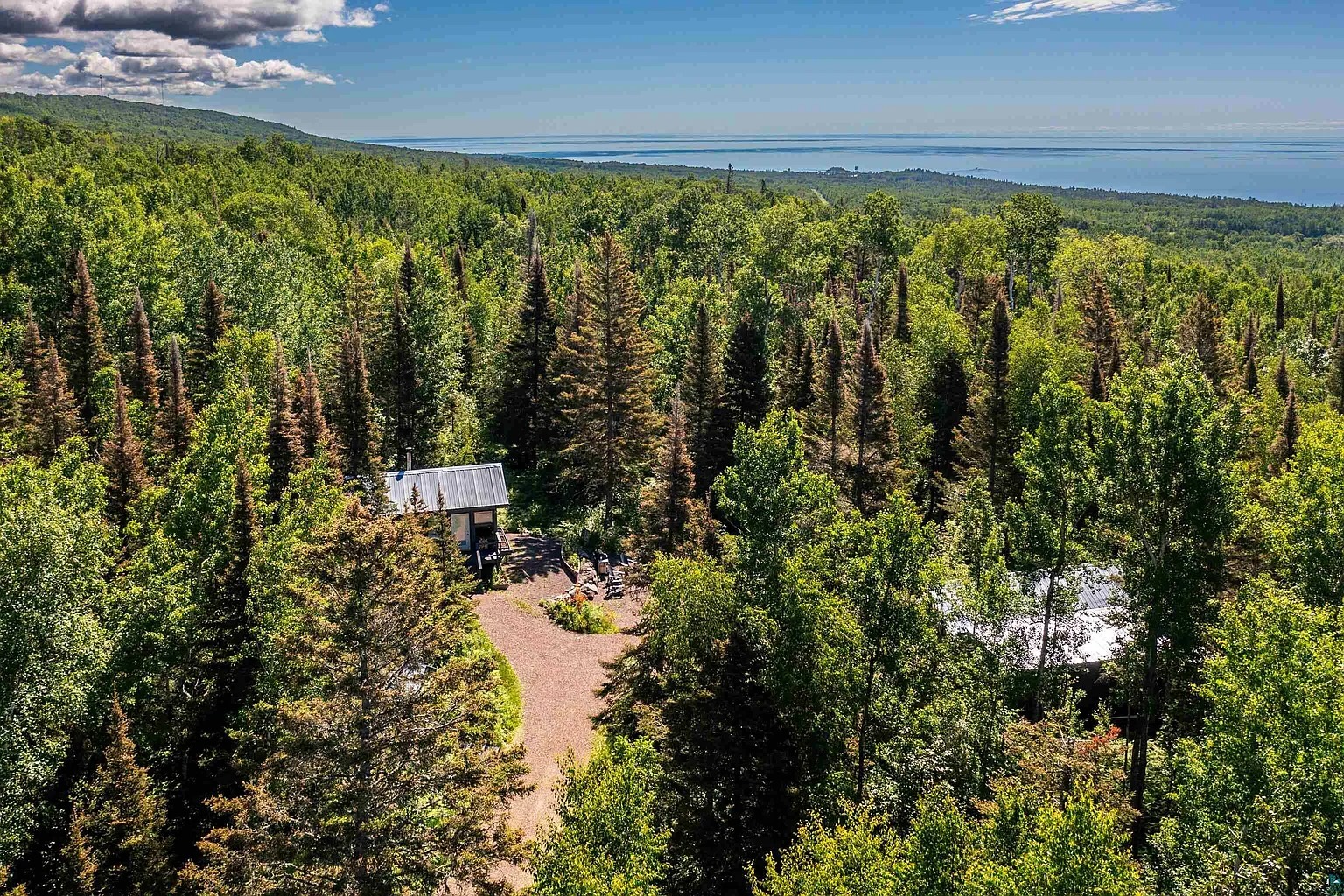 Aerial view toward Grand Marais.