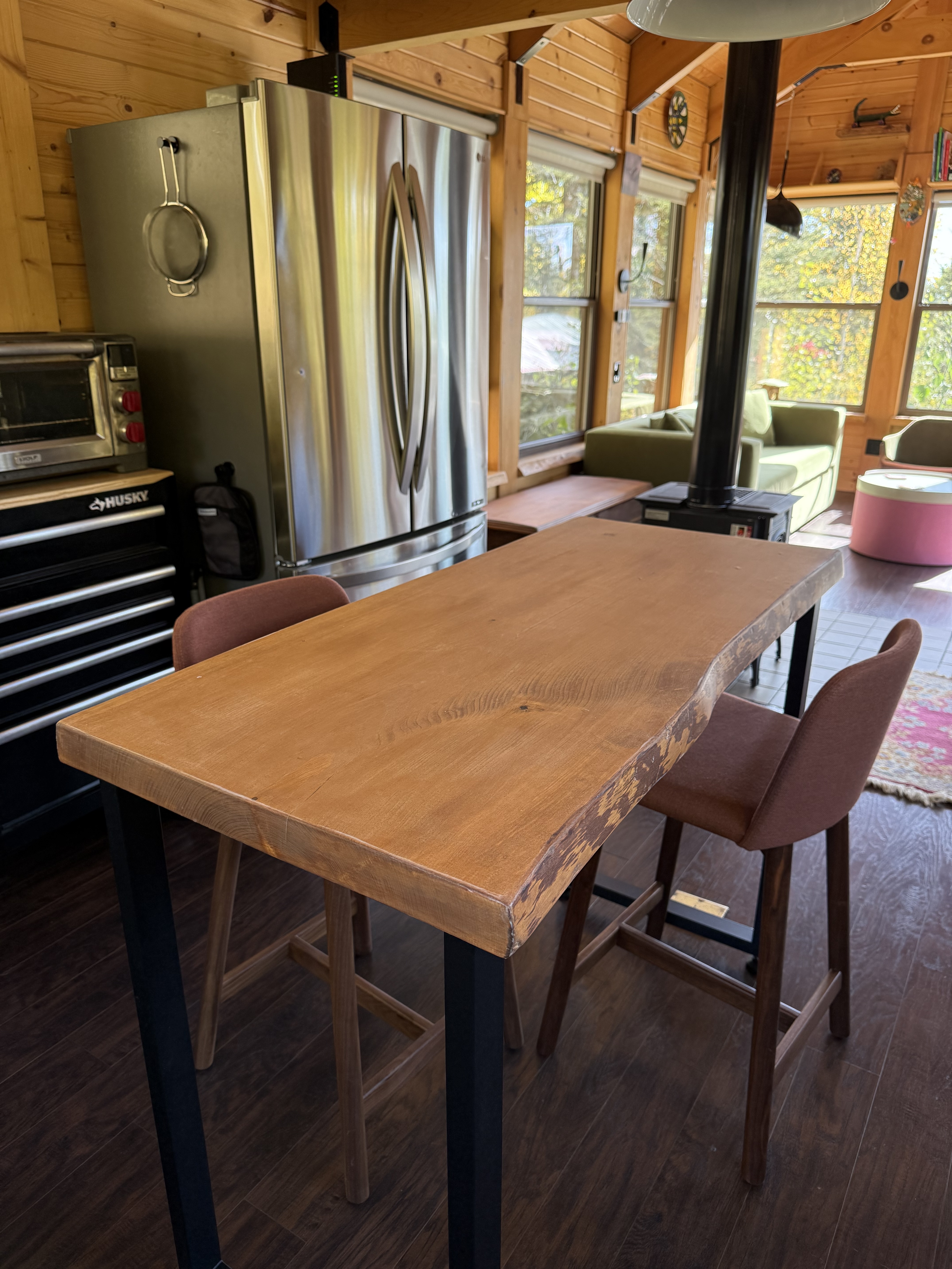 Fridge and kitchen table view