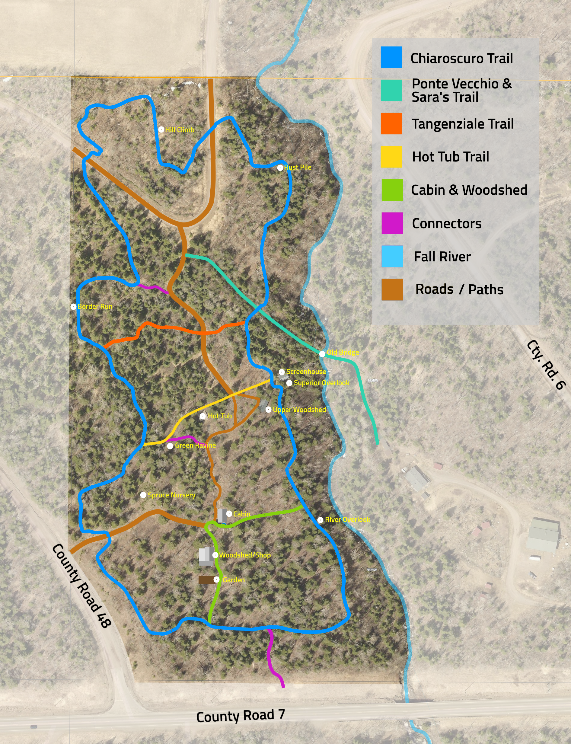 Fall River Retreat hiking and skiing trails.